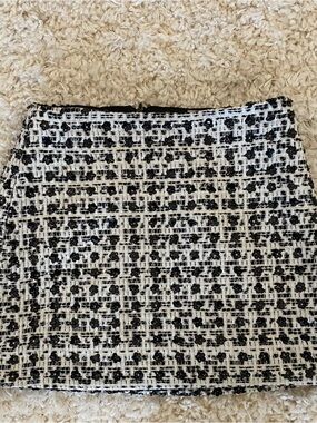 Amanda Uprichard Tweed Skirt in Black and White with Sequins